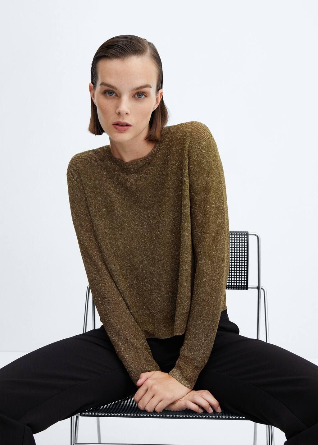Crewneck lurex sweater -  Women | Mango USA | MANGO (US)