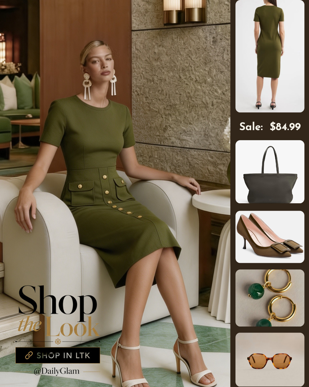 Tailored Moss Green Short Sleeve Sheath Dress Sophisticated Office Style

#OfficeDress #SheathDress #WorkwearChic #StructuredDress #GreenWorkOutfit 

 #LTKootd #LTKOver40 #LTKWorkwear