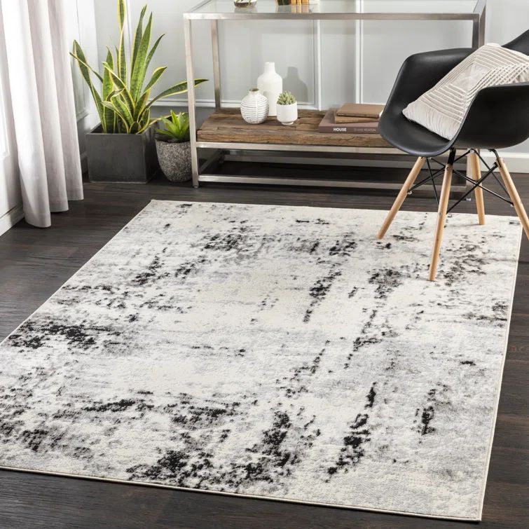 Hohman Machine Woven Area Rug in Gray/Black/Off-White | Wayfair North America