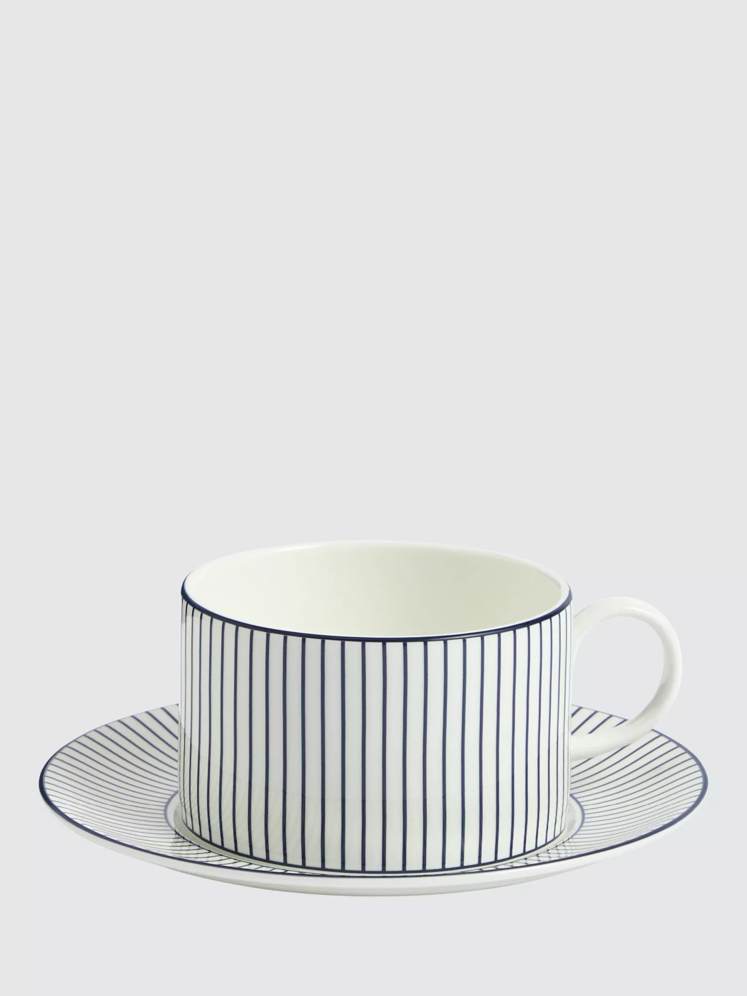 Wedgwood Gio Pinstripe Bone China Tea Cup & Saucer, 235ml, White/Blue | John Lewis (UK)