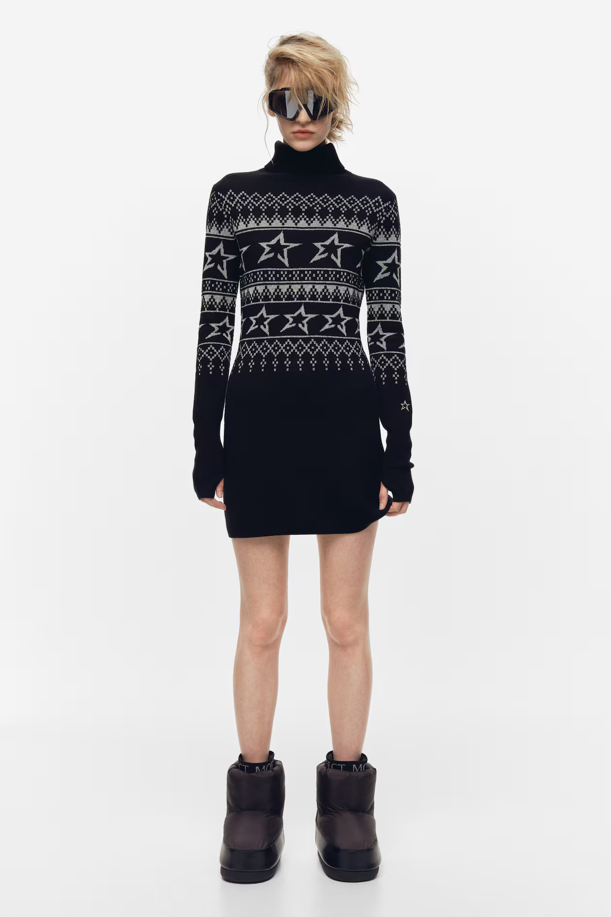 Jacquard-Knit Merino Wool-Blend Dress | H&M (US + CA)