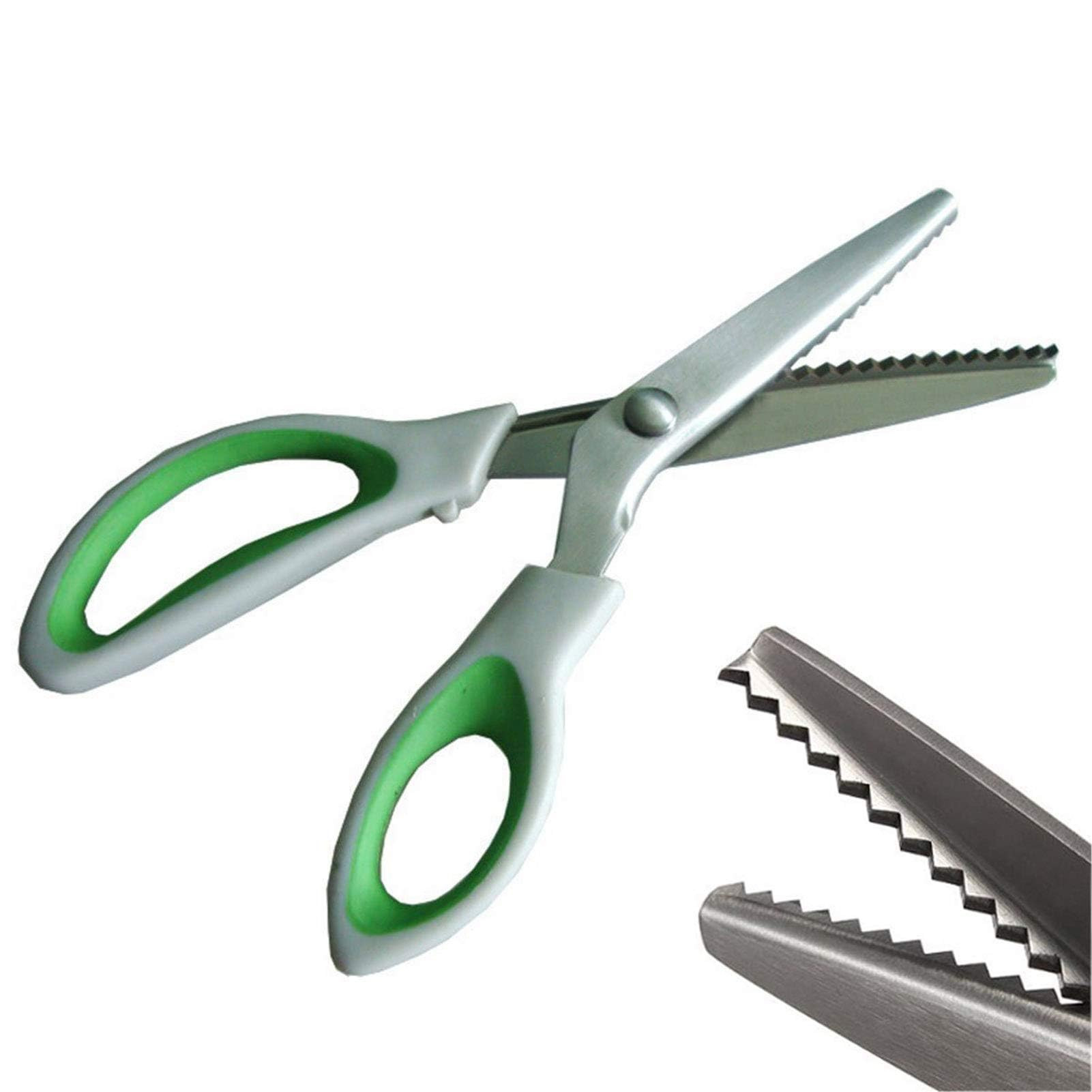 Green Pinking Shears Comfort Grips Crafts Zig Zag Cut Sewing Scissors,Professional Handheld Dress... | Amazon (US)