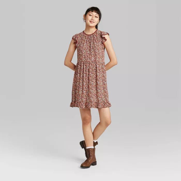 Women's Flutter Short Sleeve Trapeze Dress - Wild Fable™ | Target