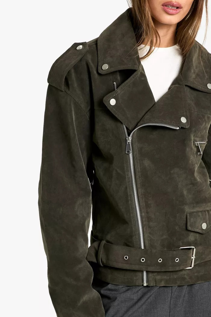 Vintage Suede Look Oversized Biker Jacket | Boohoo.com (UK & IE)