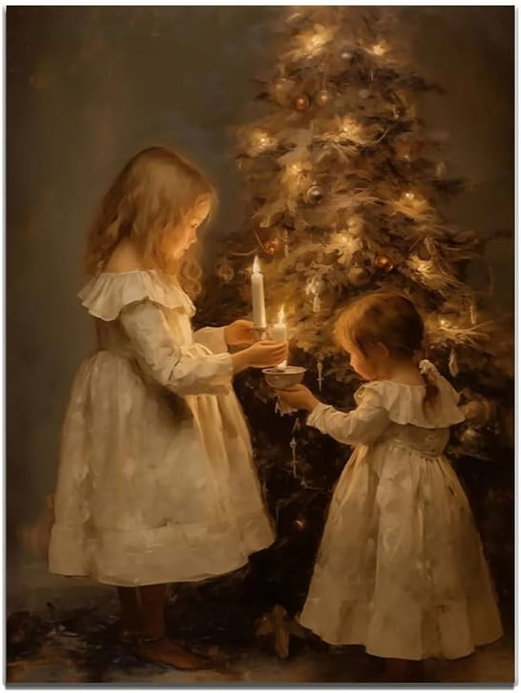 Christmas Tree Canvas Print posters Vintage Christmas Art Winter Wall Art Vintage Christmas Chris... | Amazon (US)