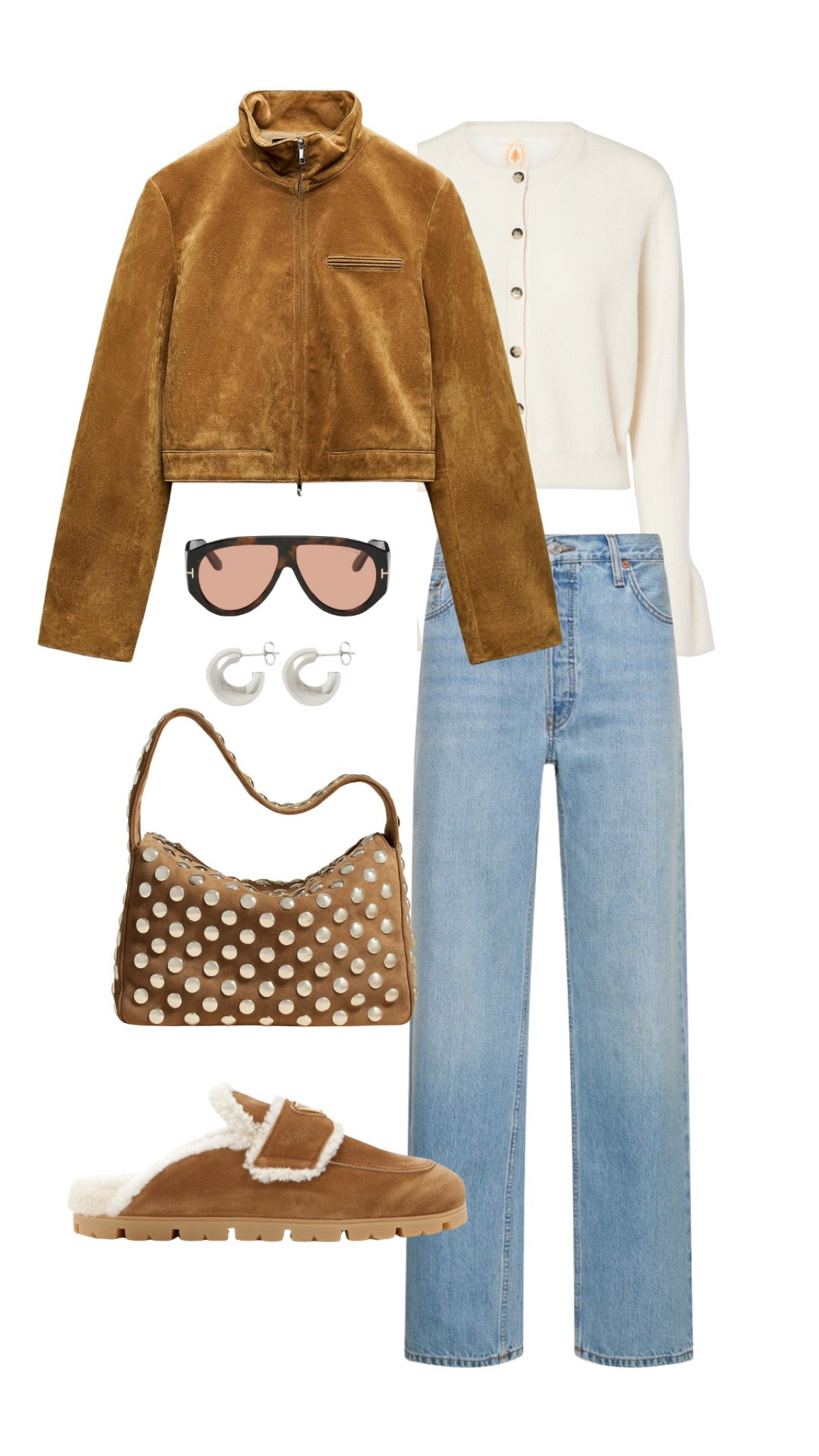 Styled this Zara suede jacket for the perfect blend of comfort and cool. Paired with light-wash denim, a gorgeous cream sweater, a studded suede bag, and shearling slides! 

#LTKSeasonal #LTKStyleTip #LTKItBag