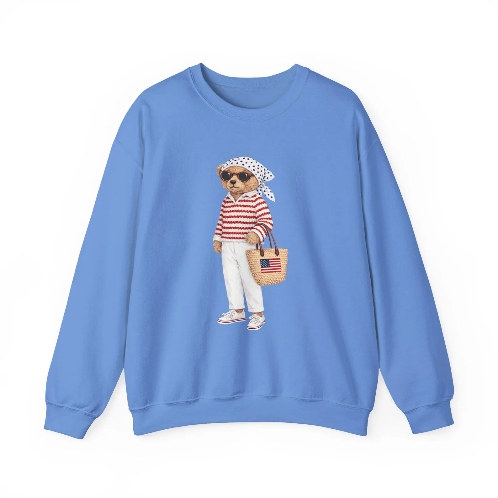 Americana Bear Sweatshirt, Fourth of July Sweatshirt Women, Preppy USA Crewneck, Patriotic Summer... | Etsy (Global)