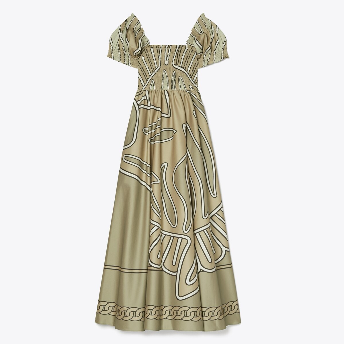 Print Smocked Cotton Dress: Women's Designer Coverups | Tory Burch | Tory Burch (US)
