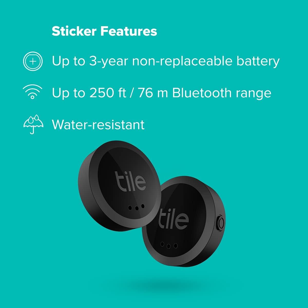 Tile Sticker (2022) 2-Pack. Small Bluetooth Tracker, Remote Finder and Item Locator, Pets and Mor... | Amazon (US)