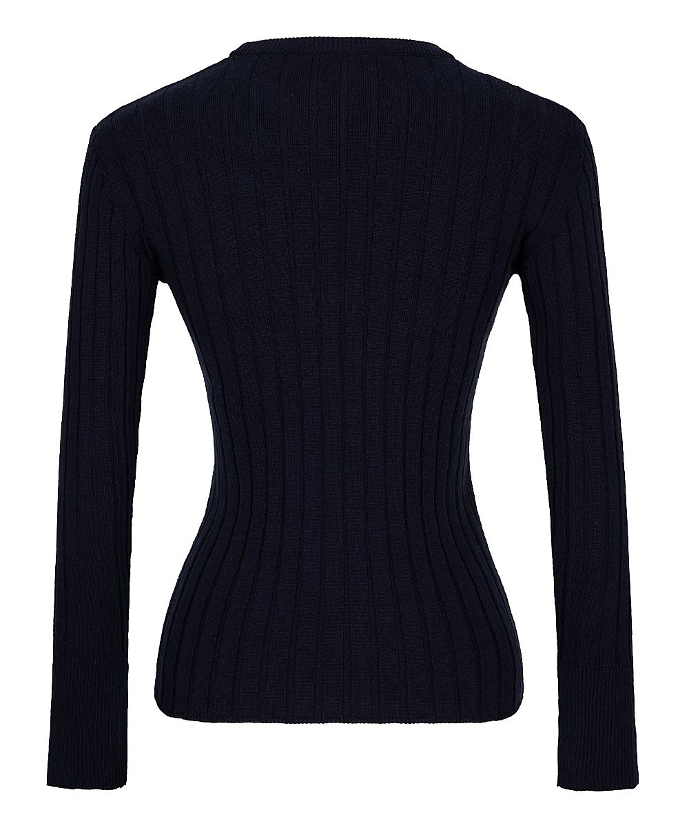 Navy Ribbed Sweater - Women | zulily