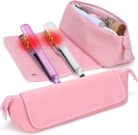 Heat Resistant Mat Travel Bag, Neoprene Curling Iron Mat Holder for Flat Irons, Straighteners, Cu... | Amazon (US)