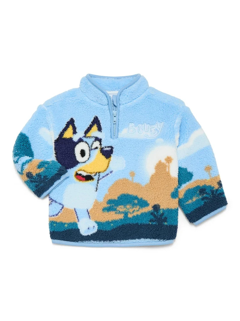 Bluey Toddler Boys Plush Graphic Half Zip Sweatshirt, Sizes 12M-5T | Walmart (US)