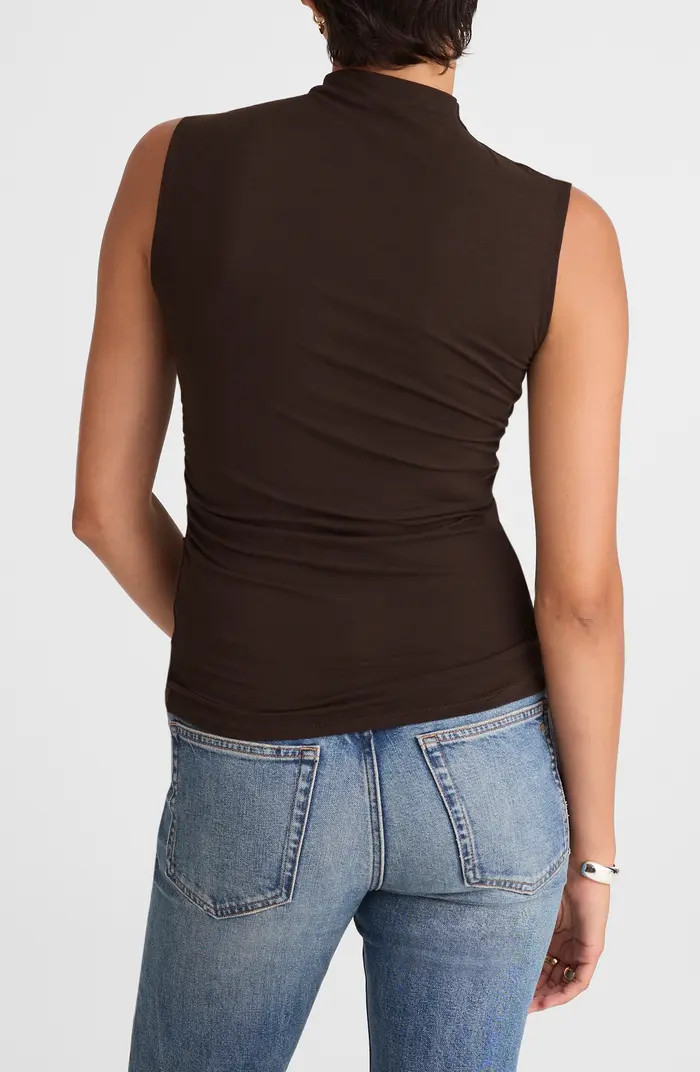 Madewell Ruched Mock Neck Sleeveless Top | Nordstrom | Nordstrom