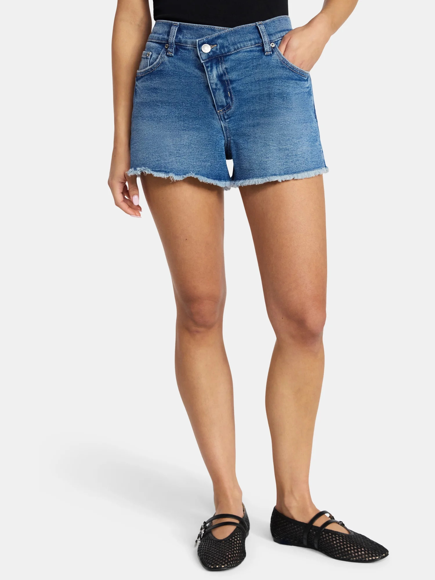 Madden NYC Women's X Waist Denim Shorts, Sizes XXS-XXL | Walmart (US)