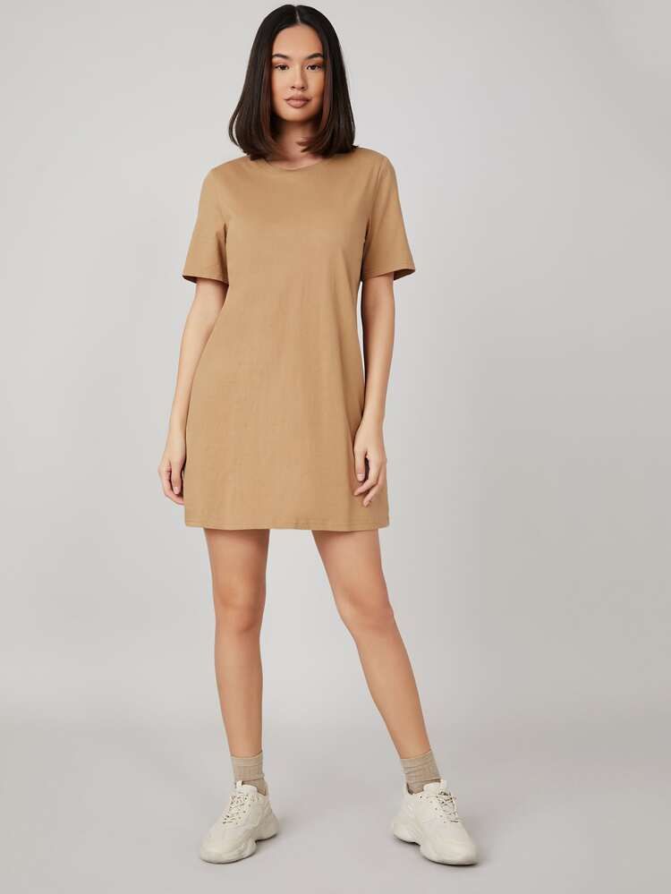 SHEIN BASICS Solid Tee Dress | SHEIN