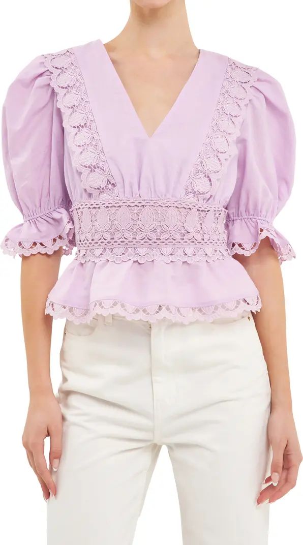 Eyelet Lace Puff Sleeve Top | Nordstrom