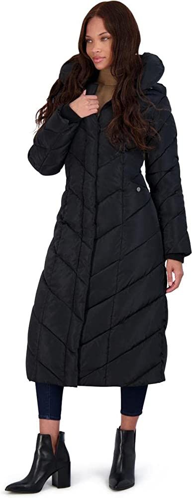 Steve Madden Women's Long Chevron Maxi Puffer Coat | Amazon (US)