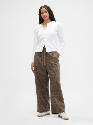 High Rise Pull-On Print Wide-Leg Jeans | Gap Factory