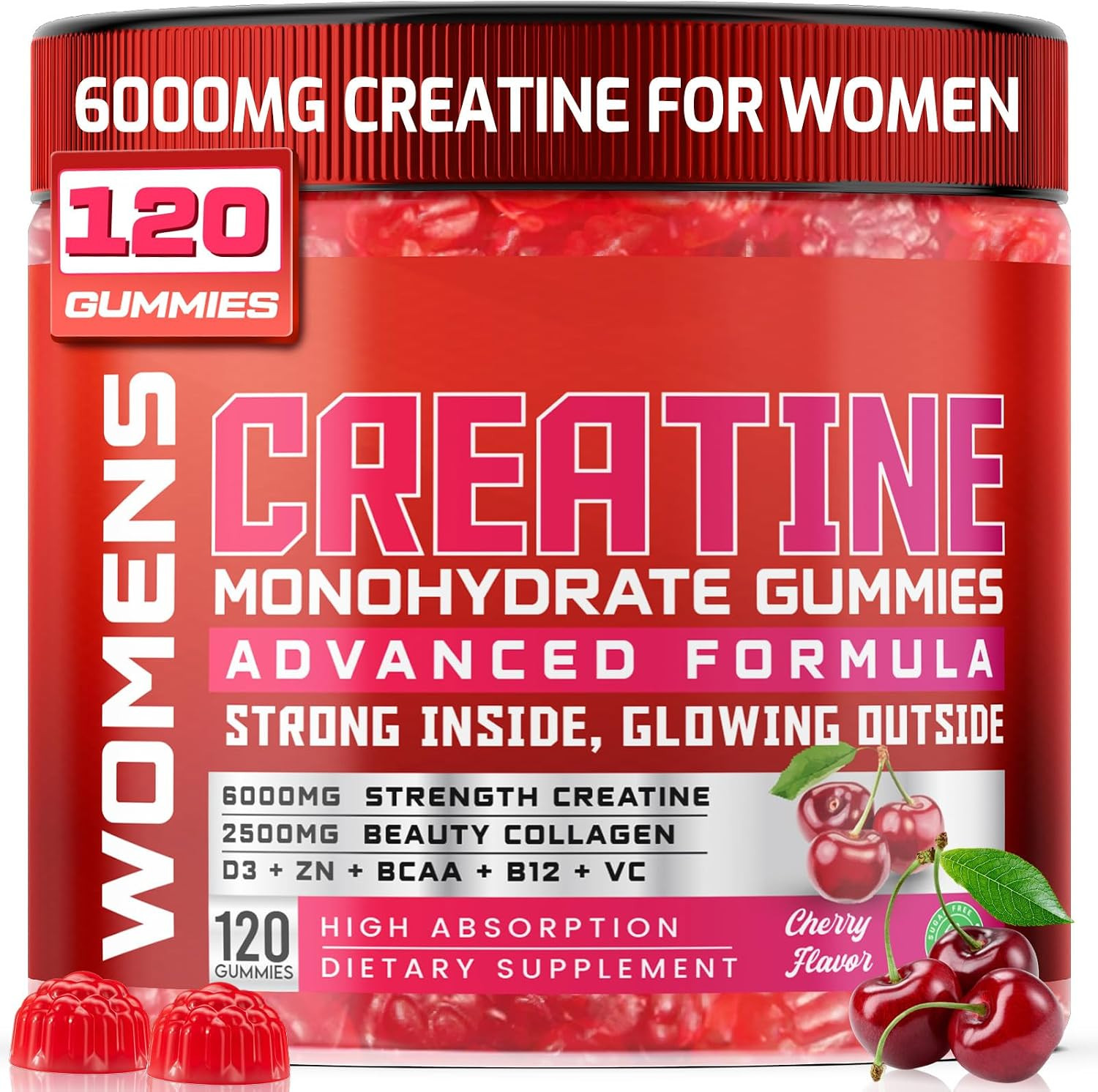 Creatine for Women, 6000mg Creatine Monohydrate Gummies with Collagen, BCAA | Amazon (US)