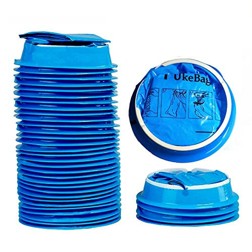 50 Pack Emesis Bag, Disposable Vomit Bags, Aircraft Barf Bags Car Sickness Bag, Nausea Bags for Travel Motion Sickness | Amazon (US)