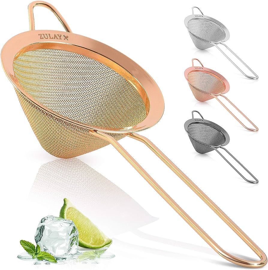 Zulay Stainless Steel Small Strainer - Effective Cone Shaped Cocktail Strainer For Cocktails, Tea... | Amazon (US)