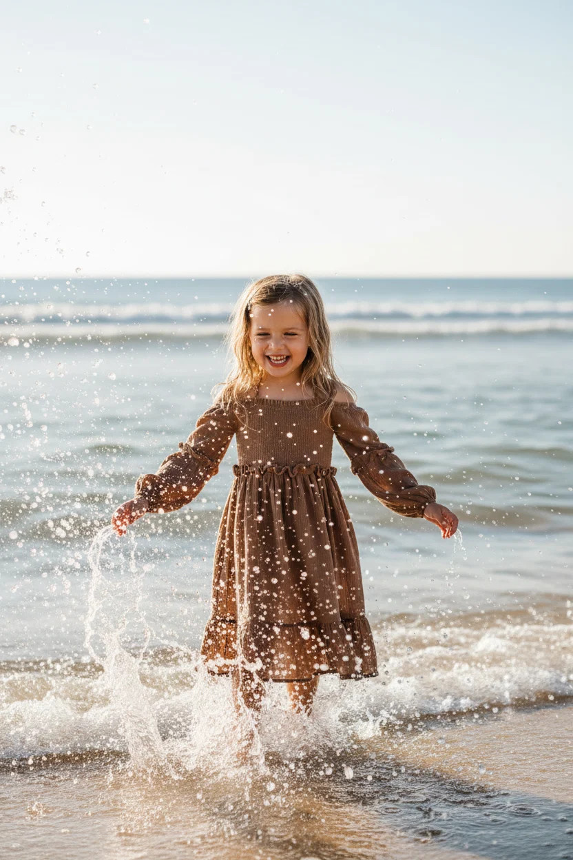 Pippa Dress (mocha muslin) | INDIE BLUE