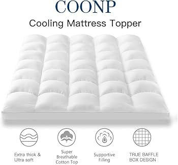 COONP King Mattress Topper, Extra Thick Pillowtop, Cooling Plush Mattress Pad Cover Cotton Top Be... | Amazon (US)