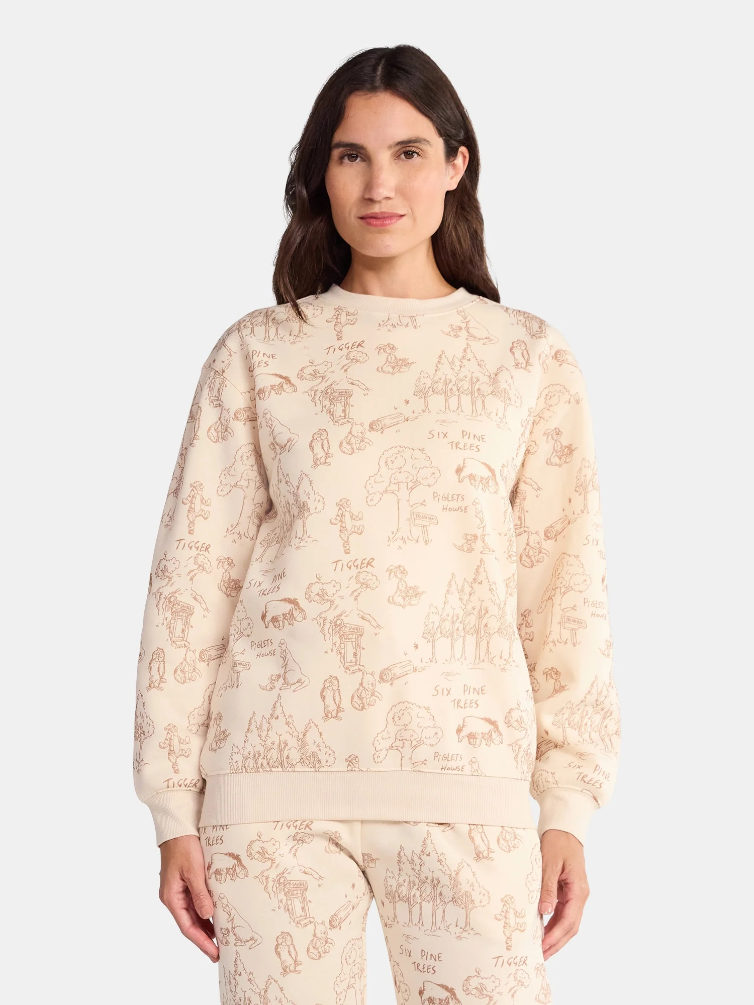 Winnie the Pooh Women's Graphic Fleece Crewneck Sweatshirt with Long Sleeves, Sizes XXS-XXL | Walmart (US)