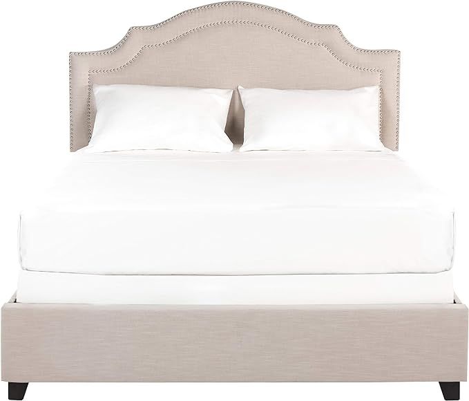 Safavieh Home Collection Theron Light Beige & Espresso Bed, Queen | Amazon (US)