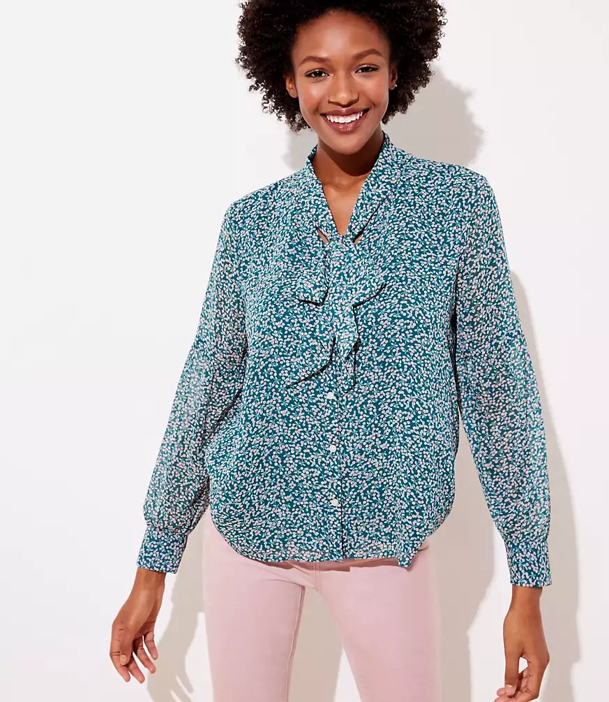 Garden Tie Neck Blouse | LOFT