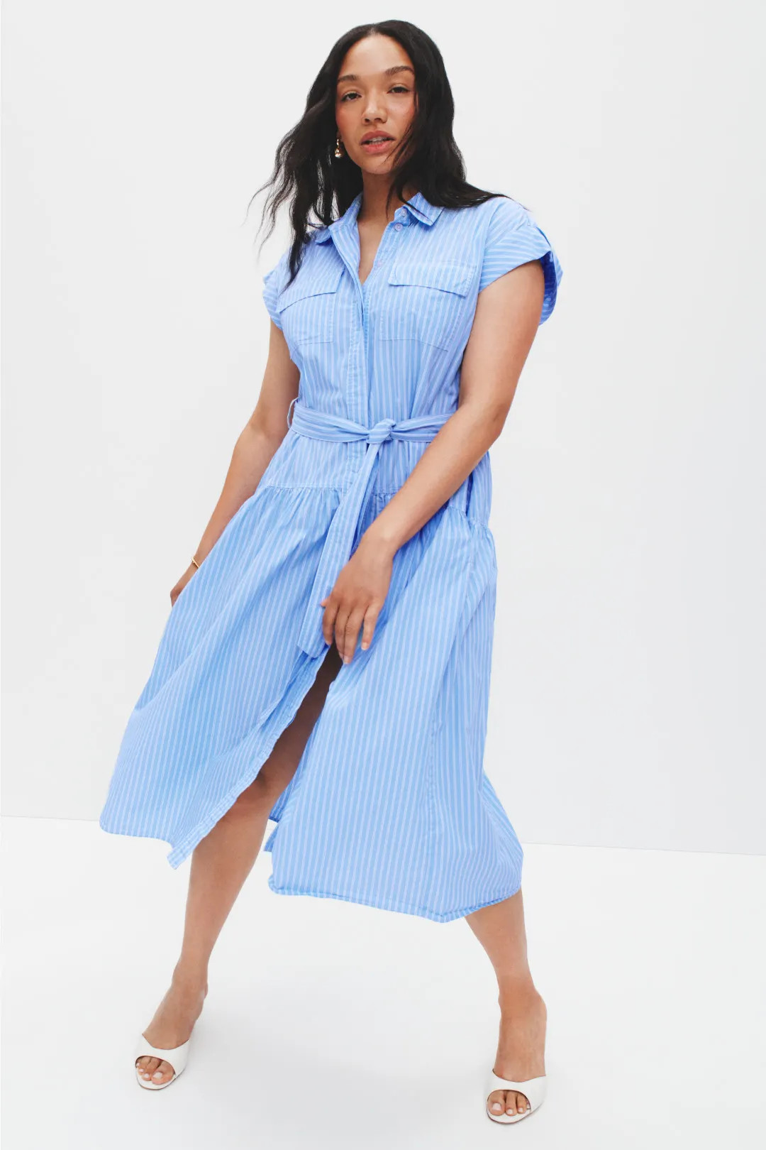 Cap Sleeve Collared Midi Dress | Rent the Runway
