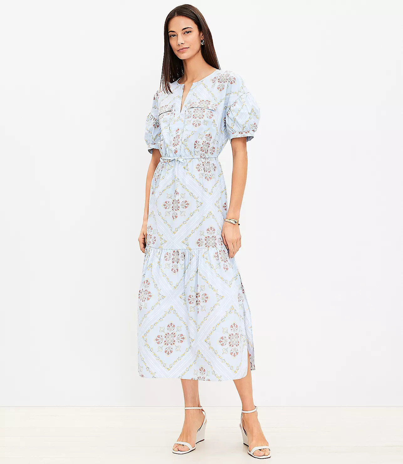 Tuilerie Balloon Sleeve Pocket Midi Dress | LOFT