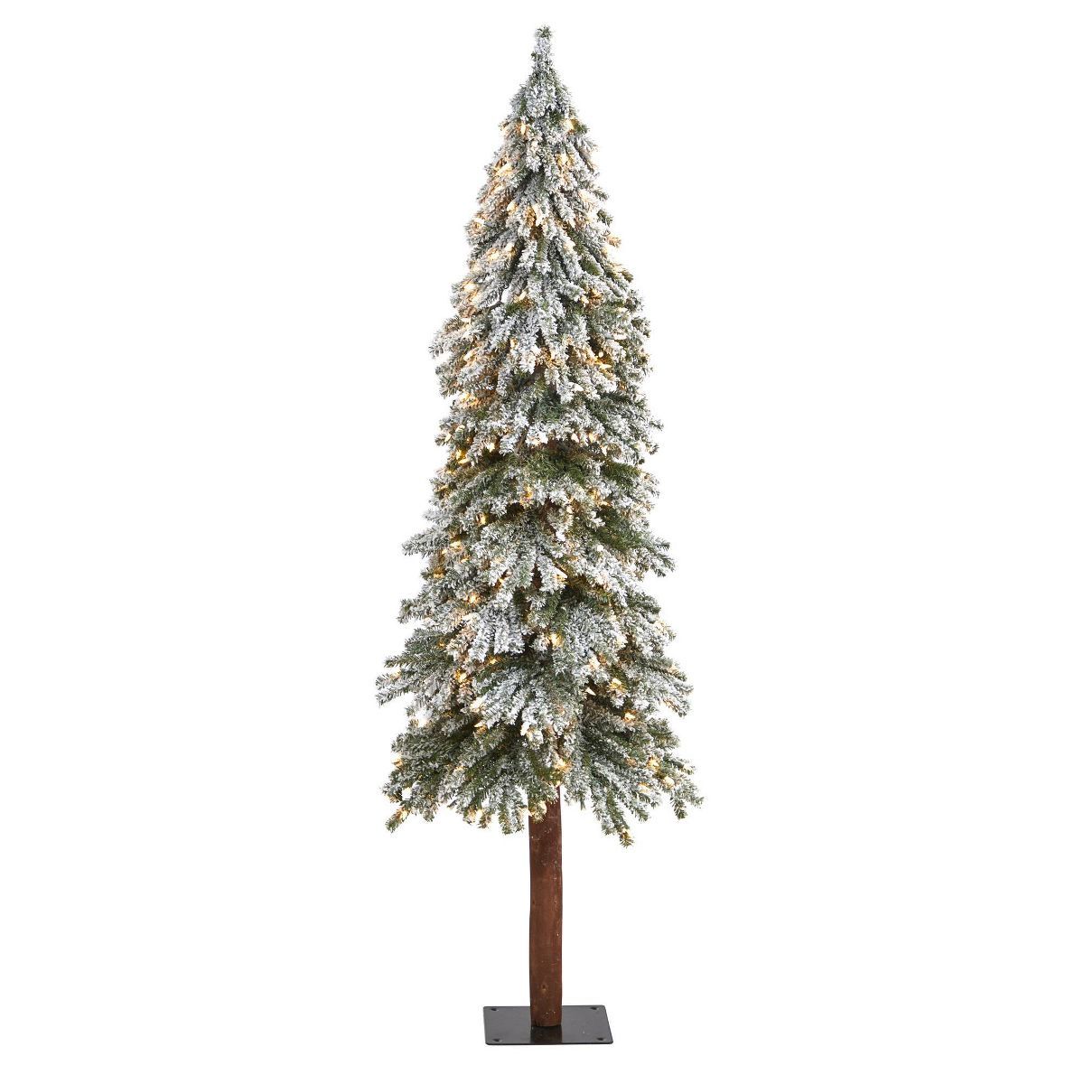6ft Nearly Natural Pre-Lit Flocked Grand Alpine Artificial Christmas Tree Clear Lights | Target
