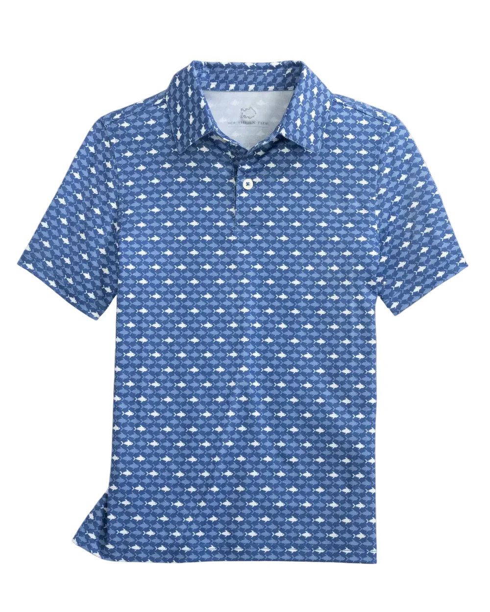 Southern TIde Boys Driver Fish Printed Performance Polo- Ocean Channel | JoJo Mommy
