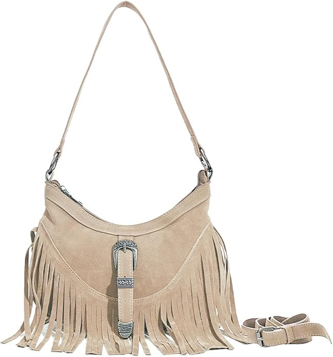 Sunwel Fashion Women Western Small Fringe Underarm Purse Shoulder Bag Vegan Suede Hippie Crossbod... | Amazon (US)