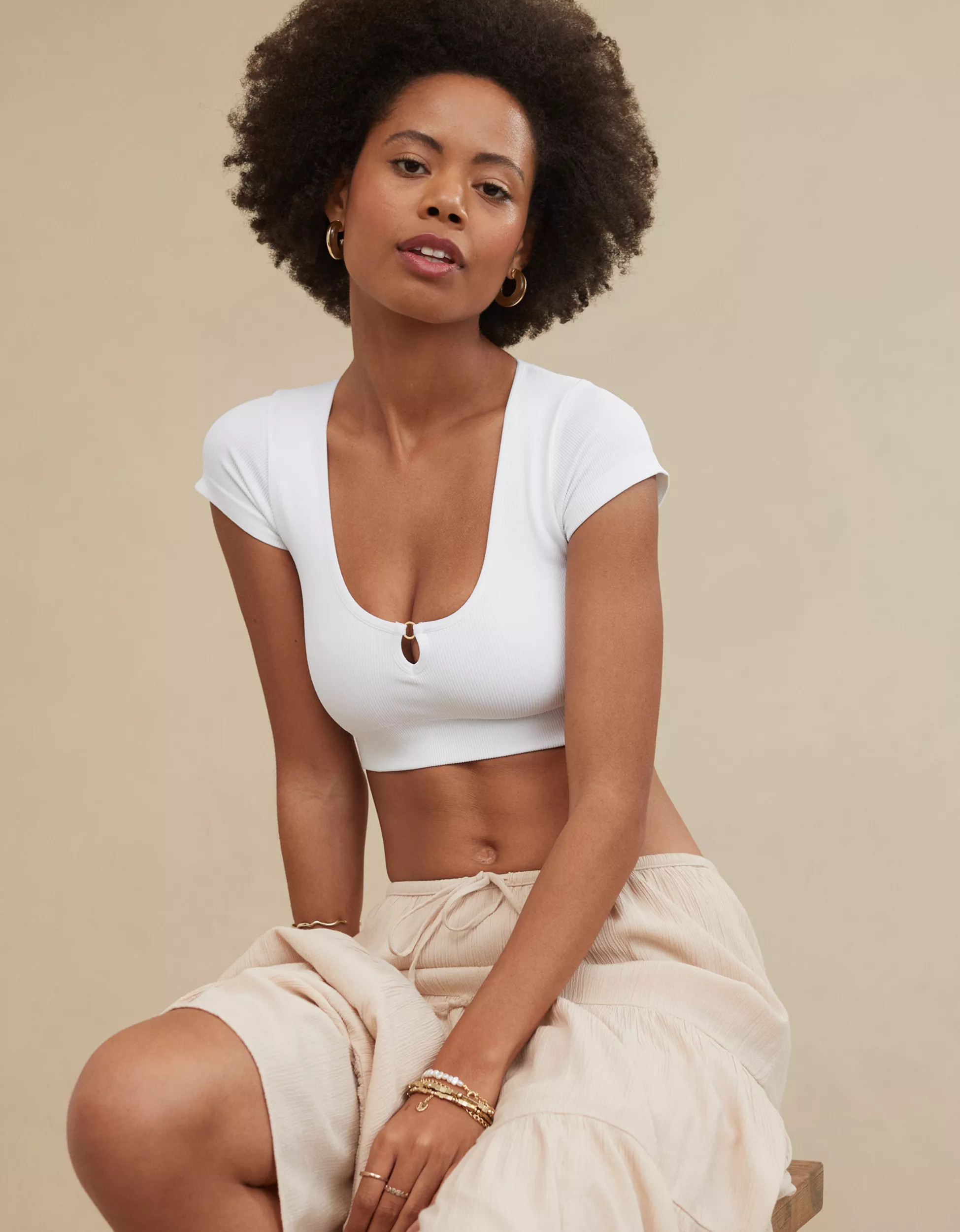 Superchill Seamless Ring Cap Sleeve Bra Top | Aerie