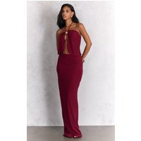 Deep Red Chiffon Maxi Skirt, Burgundy | PrettyLittleThing US