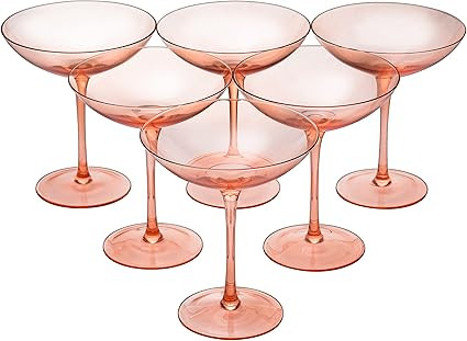 Colored Vintage Glass Coupes 12oz by The Wine Savant - Colorful Cocktail, Martini & Champagne Gla... | Amazon (US)