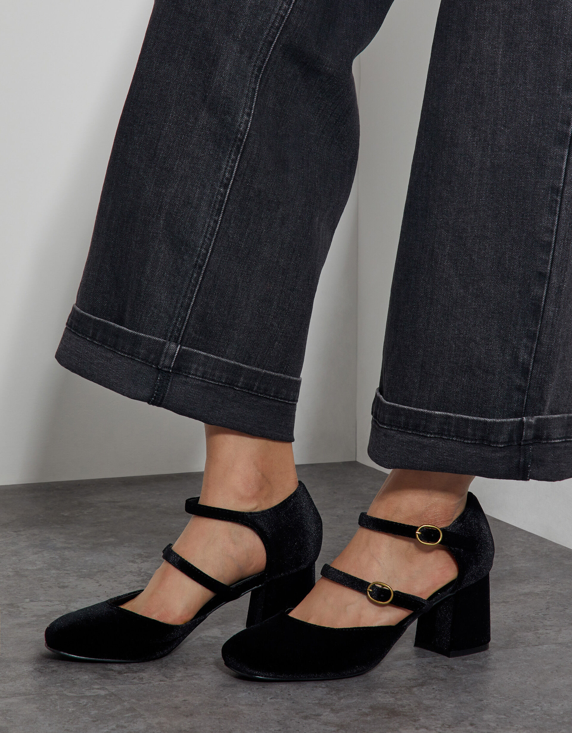 Ruth Velvet Mary Jane Heels Black | Monsoon (UK)