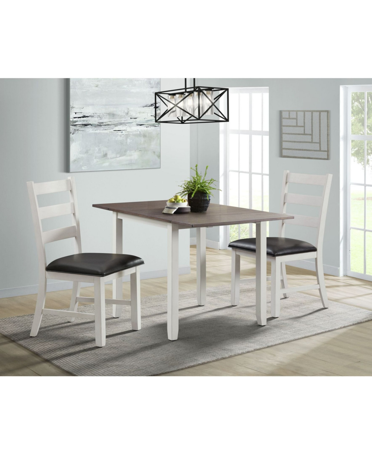 Picket House Furnishings Tuttle 3 Piece Drop Leaf Dining Set - White | Macy's