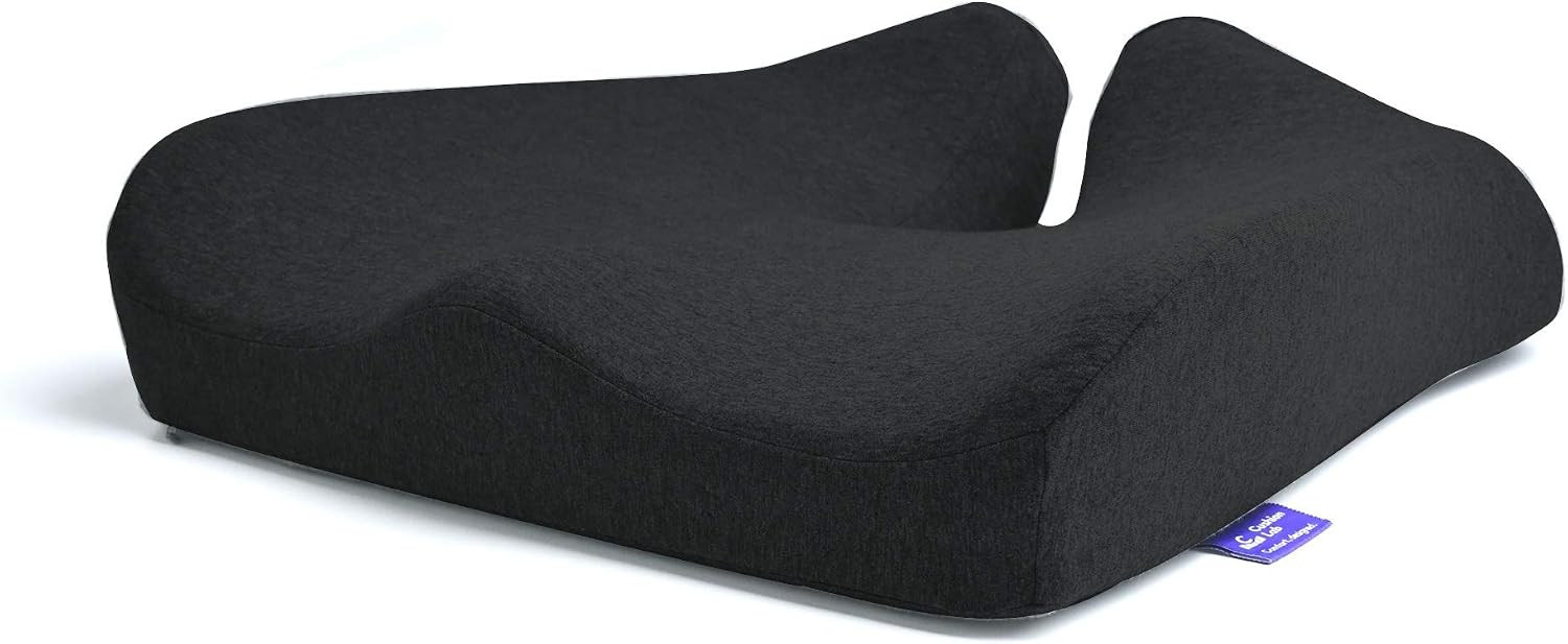 Cushion Lab Patented Pressure Relief Seat Cushion for Long Sitting Hours on Office & Home Chair - Extra-Dense Memory Foam for Soft Support. Car Pad for Hip, Tailbone, Coccyx, Sciatica - Black | Amazon (US)