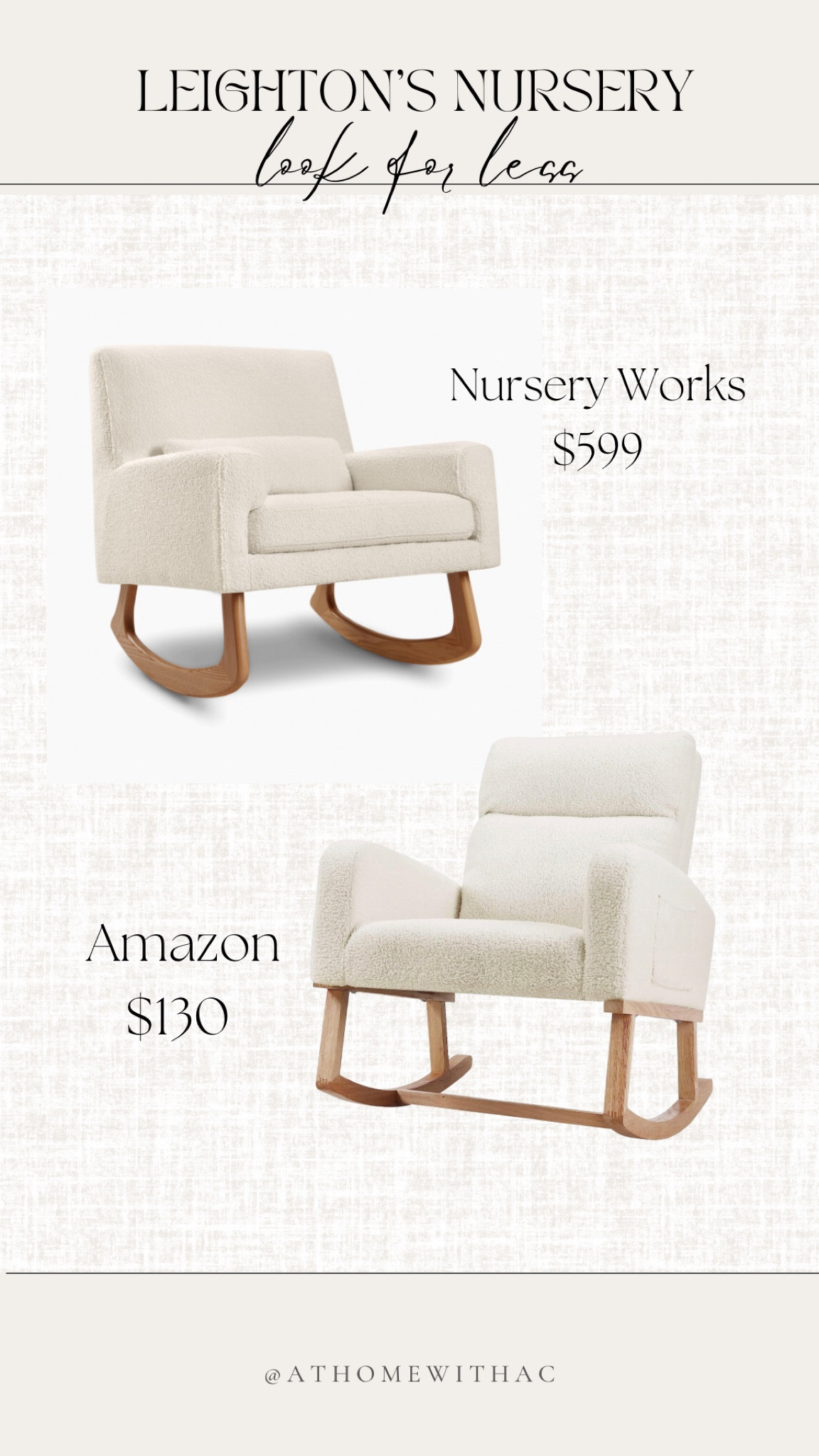 Neutral nursery look for less, ivory boucle rocker 

#LTKbump #LTKbaby #LTKFind