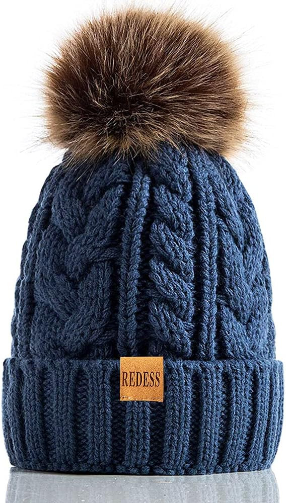 REDESS Women Winter Pompom Beanie Hat with Warm Fleece Lined, Thick Slouchy Snow Knit Skull Ski C... | Amazon (US)
