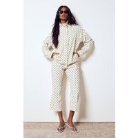 boohoo Women's Polka Dot Capri Trousers in Cream | Size: 4 | Woven | boohoo (US & Canada)