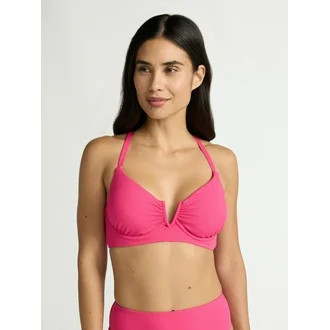 Time and Tru Women's and Women's Plus V Wire Underwire Bikini Top, Sizes XS-2X | Walmart (US)