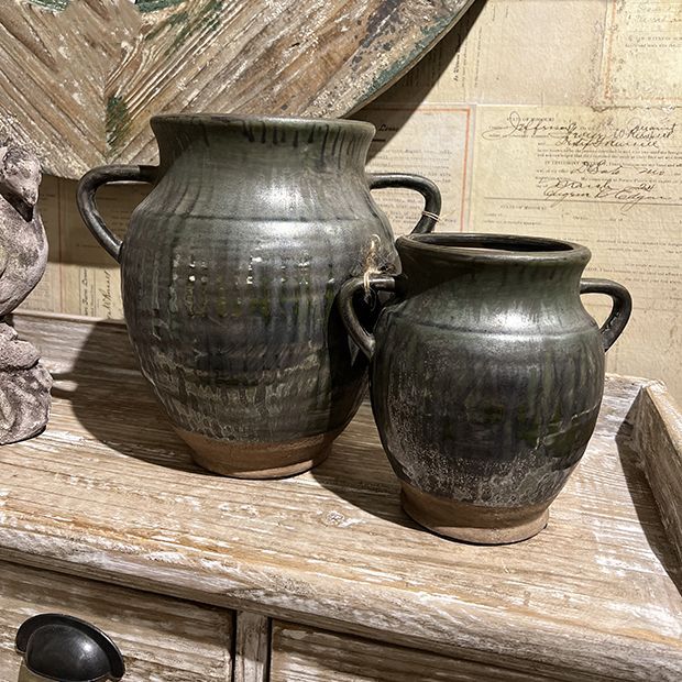 Smoke Glazed Terracotta Pot Vase | Antique Farm House
