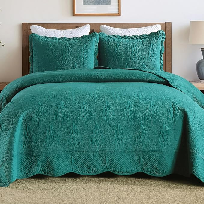 MarCielo 3-Piece Christmas Quilt 100% Cotton Oversized Bedspread Lightweight Coverlet Embroidery ... | Amazon (US)