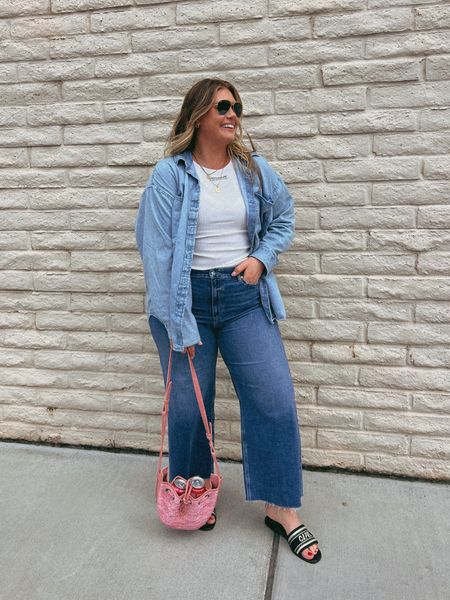Love a denim on denim look! These jeans are soft and cozy! They fit tts. 
My sandals have been a favorite! Really comfortable! Tts


#LTKxTarget #LTKfindsunder50 #LTKmidsize