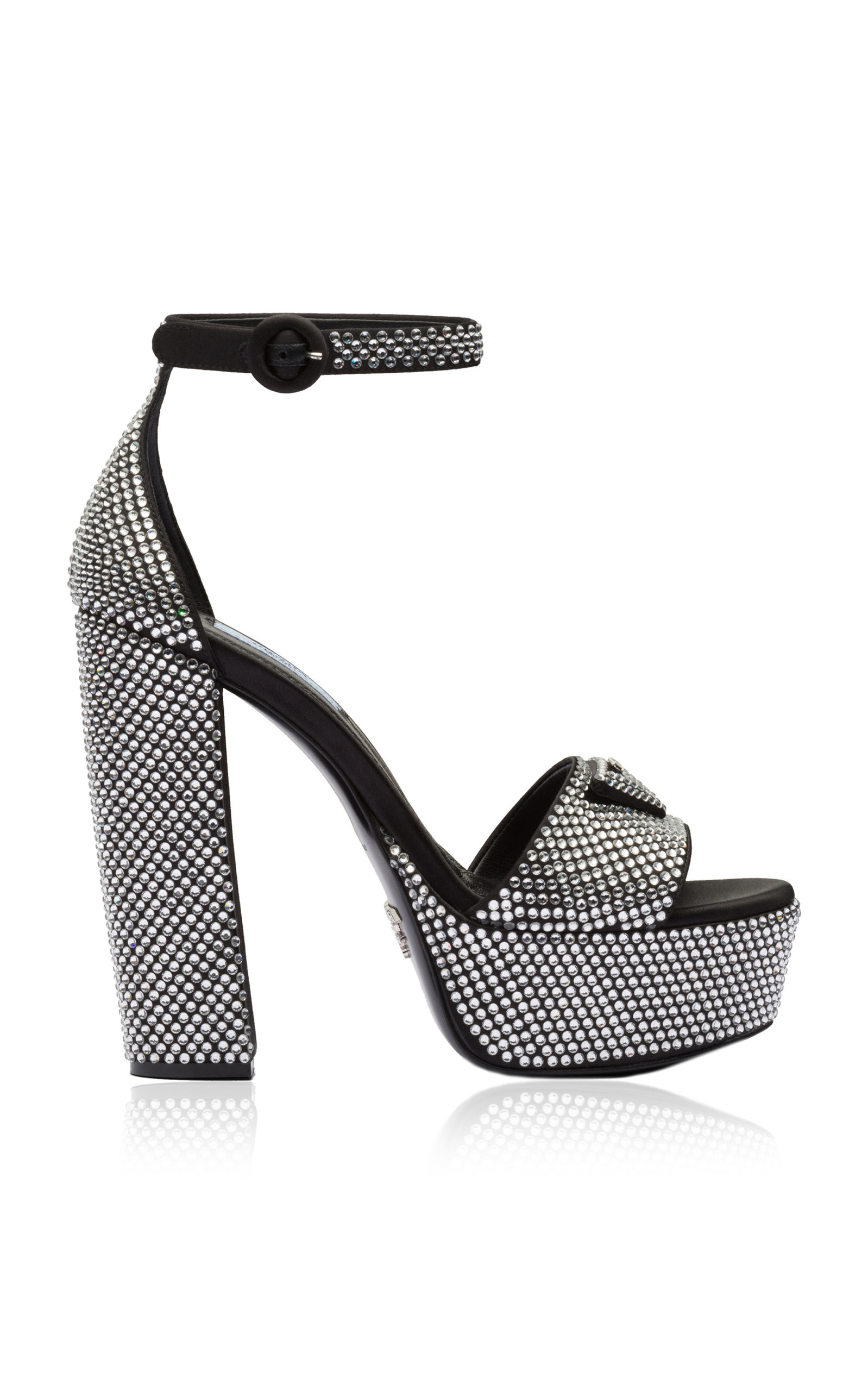 Crystal-Embellished Satin Platform Sandals | Moda Operandi (Global)