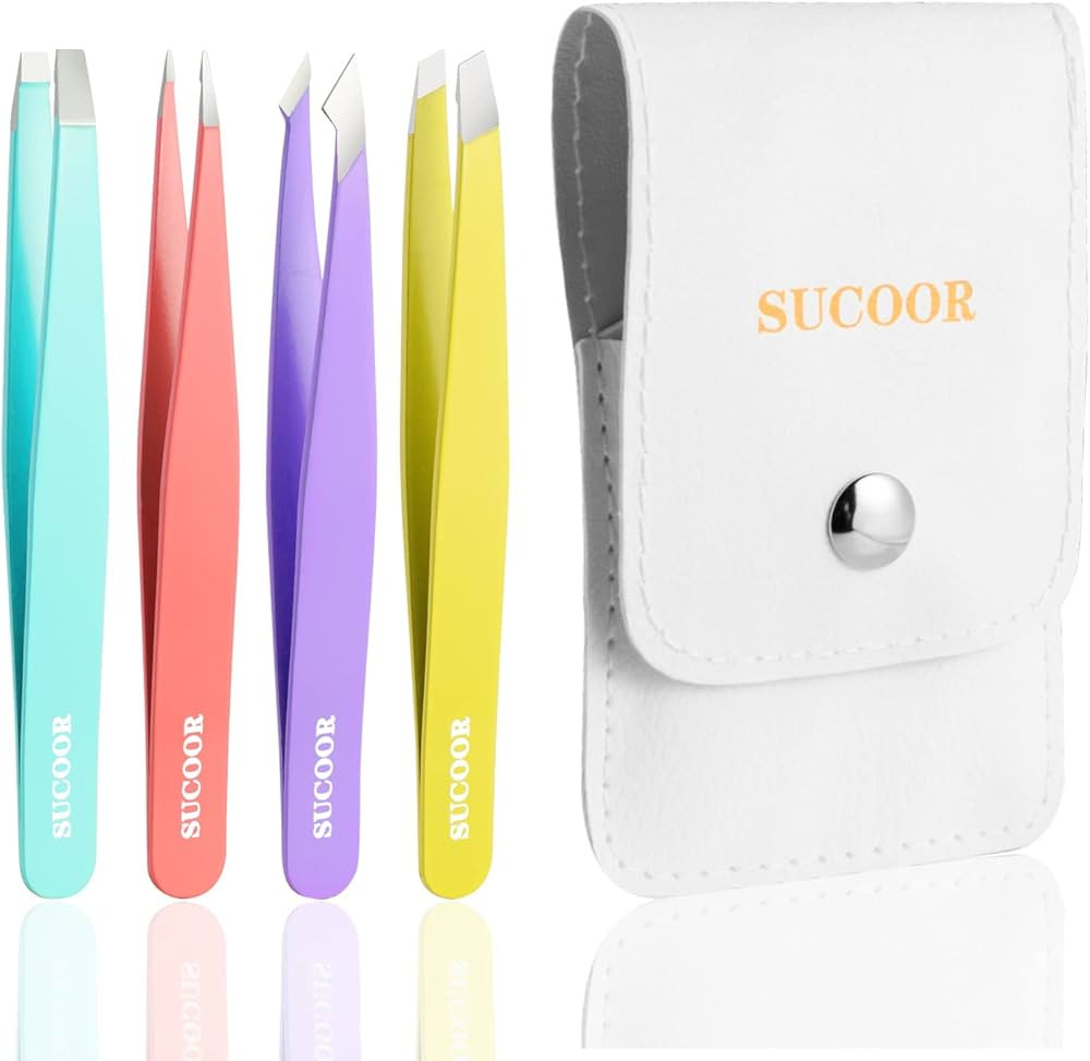 SUCOOR Tweezers Set - 4Pcs Professional Stainless Steel Tweezers, Best Precision Tweezers Set for... | Amazon (US)